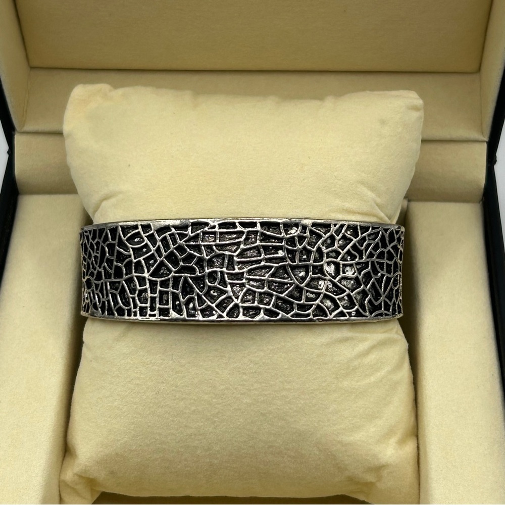 Brutalist Design Silver Honeycomb Design Cuff